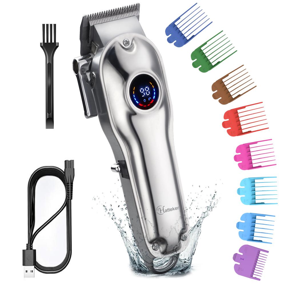 Hatteker Electric Trimmer  LCD Digital Display Cordless Haircut Kit with Professional Barber-Grade Cutting for Precision Shave Styling