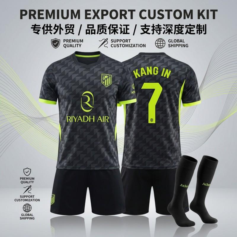 26/27 Club Soccer Training Jersey Fluorescent Green 19 Alvarez 7 Lee Kang-in Atletico Madrid Away Football Shirt