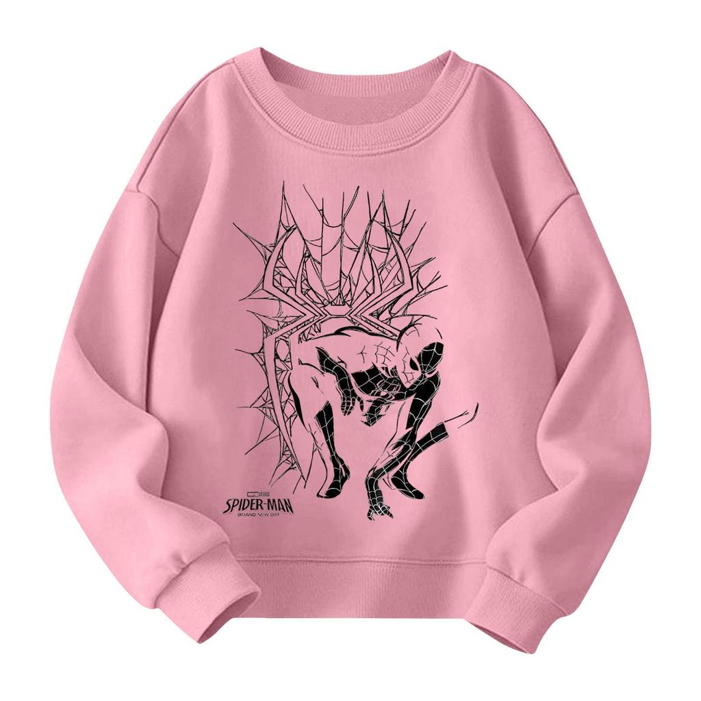 Boys and girls round neck plus velvet pullover printed top sweatshirt