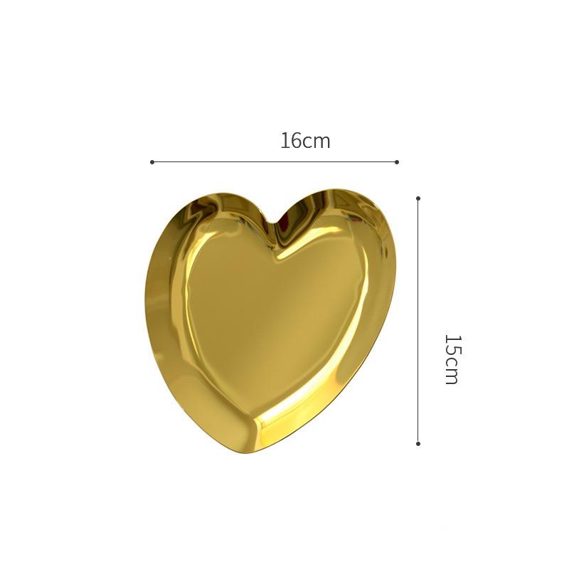 Ins Stainless Steel Water Heart Shape Cosmetics Storage Table Jewelry Tray Multi-Functional Home Dining Tray Containers