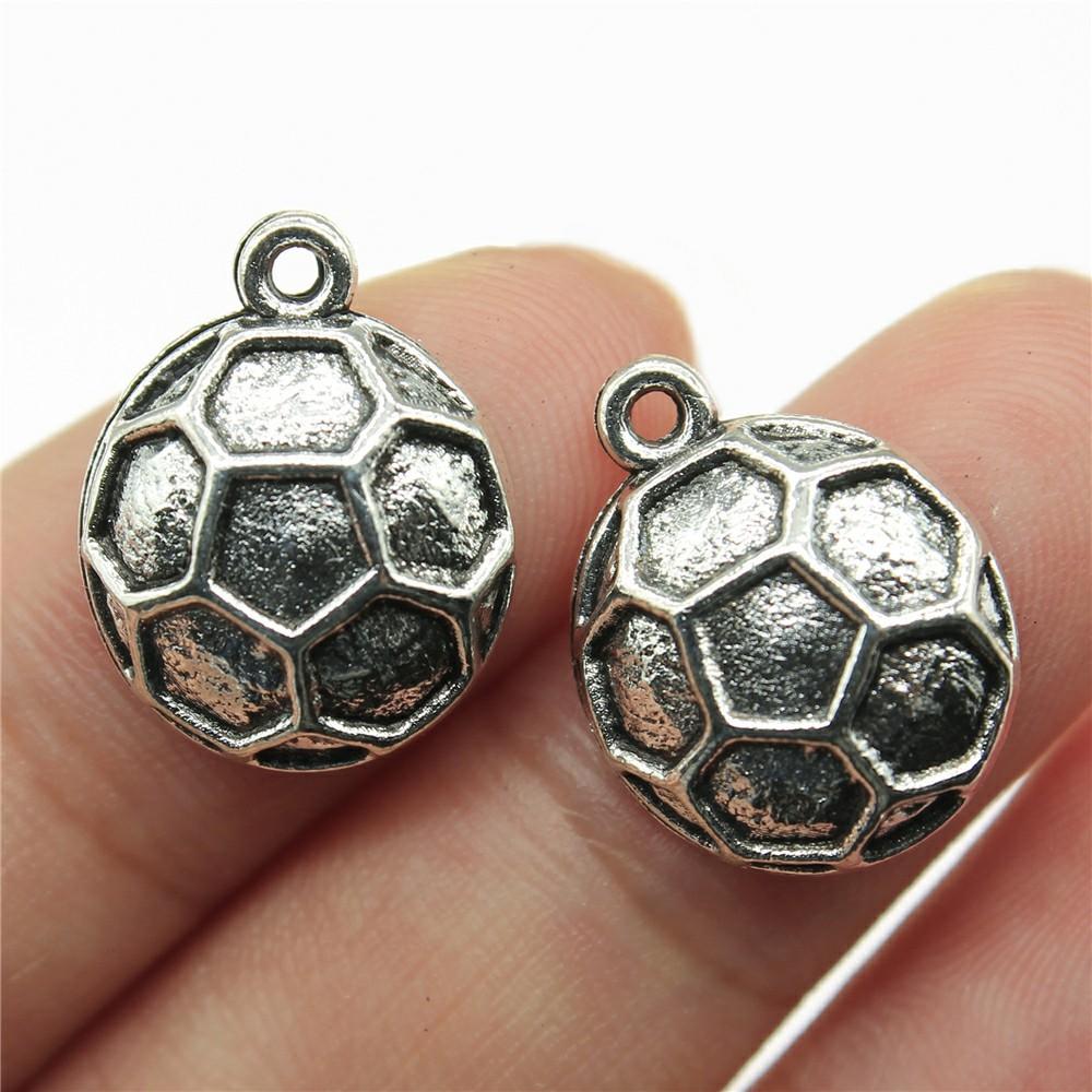 10pcs Soccer Charms Antique Silver Color Soccer Pendant Charms Sport Soccer Charms For Jewelry Making DIY Craft
