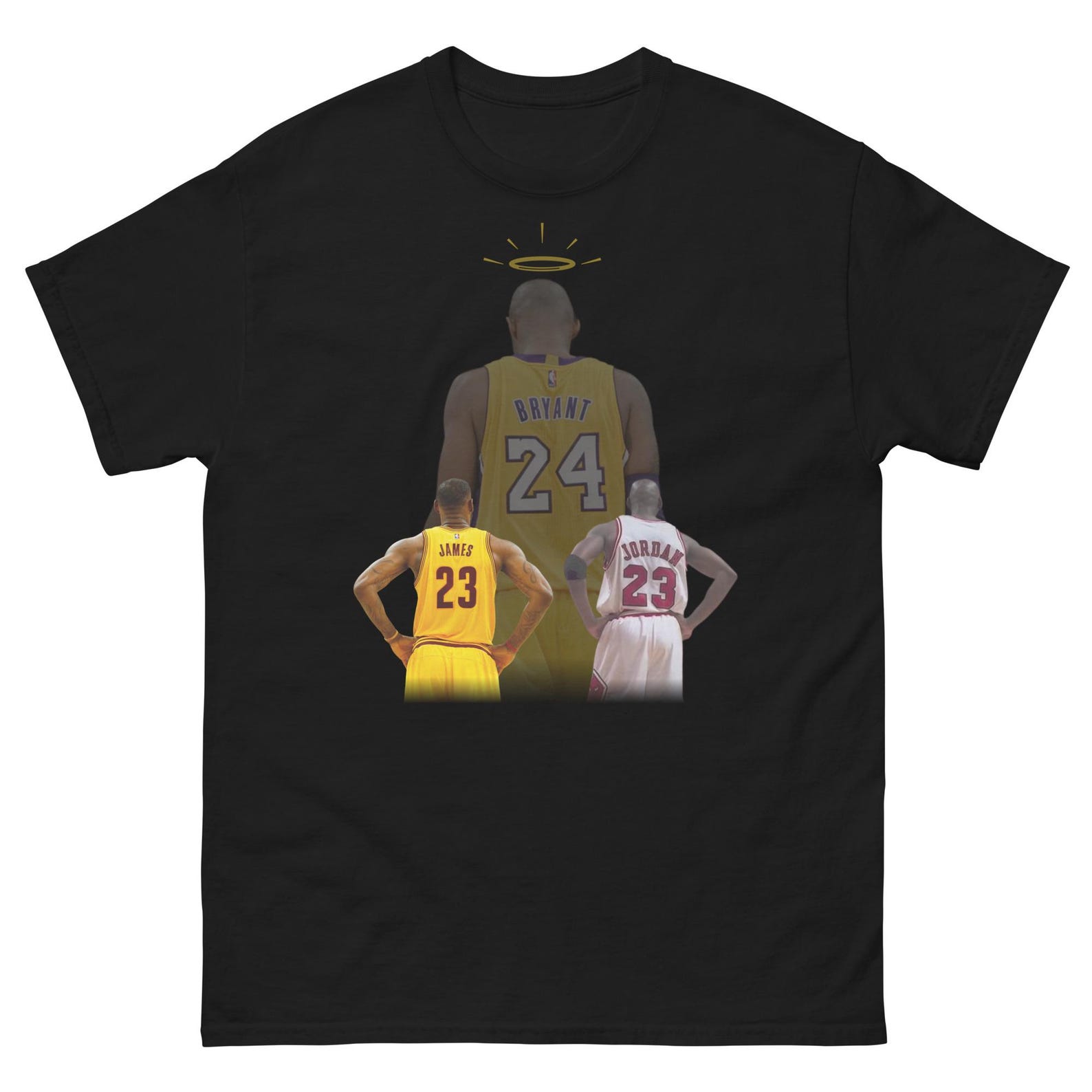 Iconic Legends: MJ & LBJ Tribute Unisex Tee Featuring Kobe the Angel S