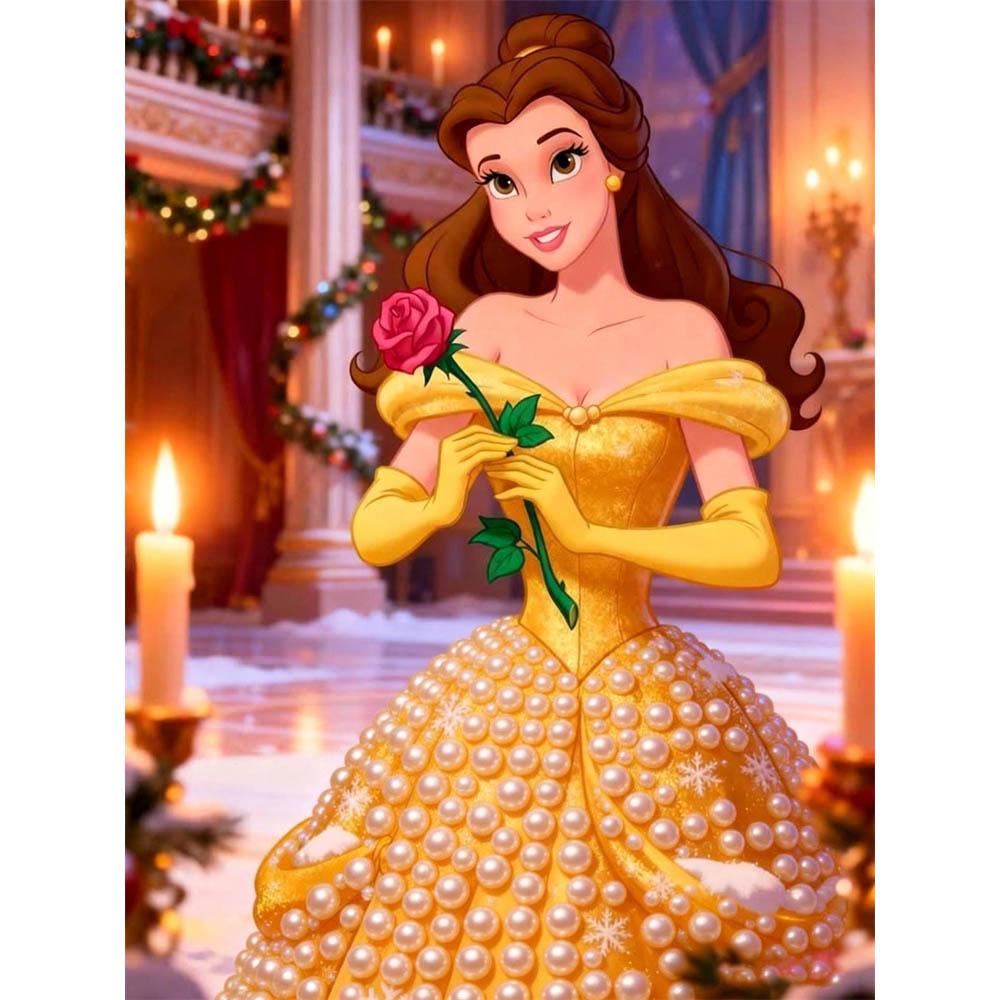 

Disney Beauty and the Beast Yellow Princess Dress with PearlCanvas Decorations Set 5D Artificial Pearl Puzzle Embroidery Home Decorative Handmade Gift 35x45cm