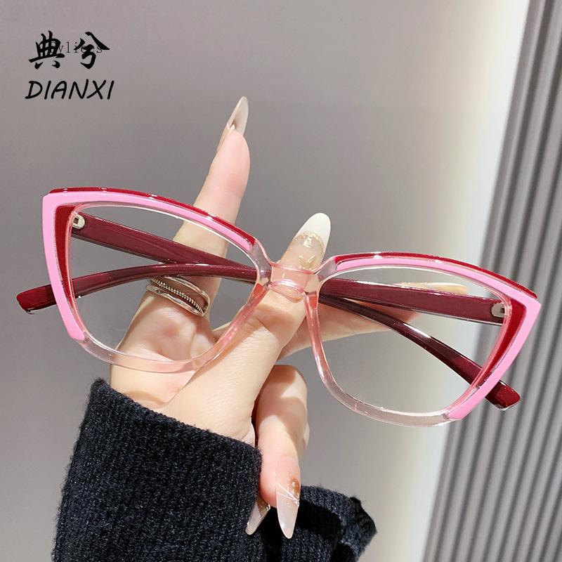 

Colorful Cat Eye Reading Glasses For Women Blue Light Blocking Large Frame Presbyopia Eyeglasses With Diopter +1.0 To +4.0 +4.0