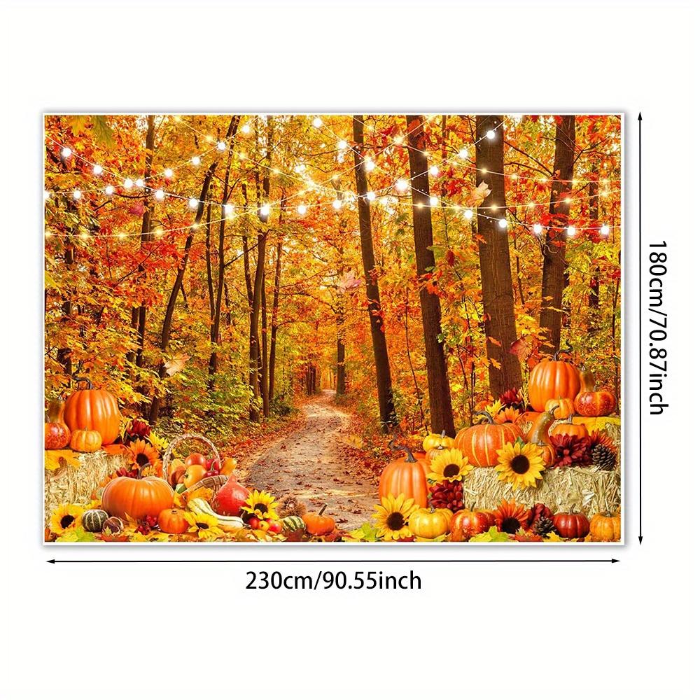 1 piece of photography background cloth Thanksgiving forest natural scenery autumn harvest pumpkin party decoration