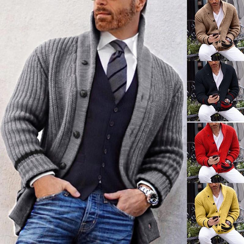 2025 Winterpullover Herren Lässig Einfarbig Halber Rollkragen Langarm Gestrickte Strickjacke