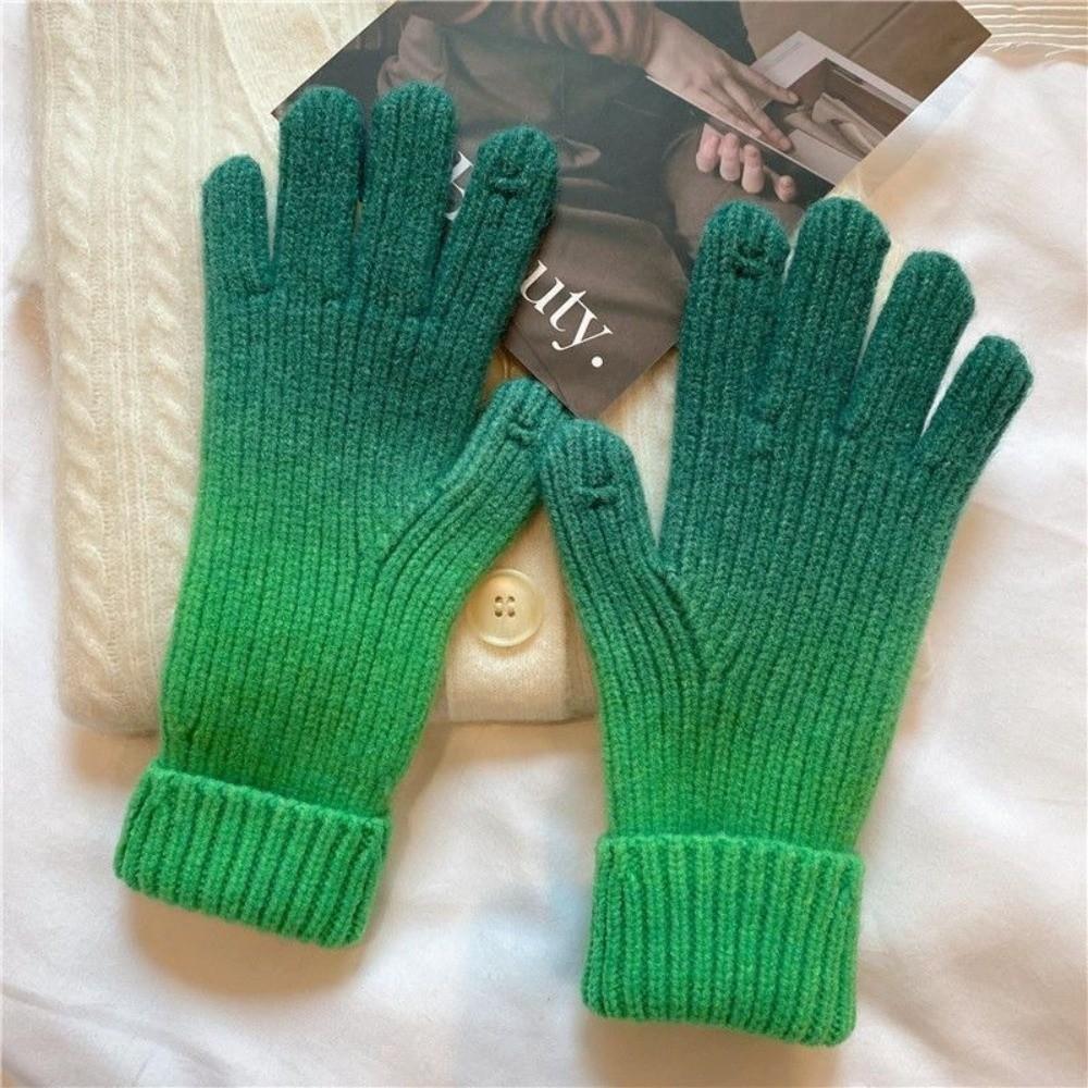 Gradient Winter Gloves Thick All Finger Gloves Fashion Knit Gloves For Women Men