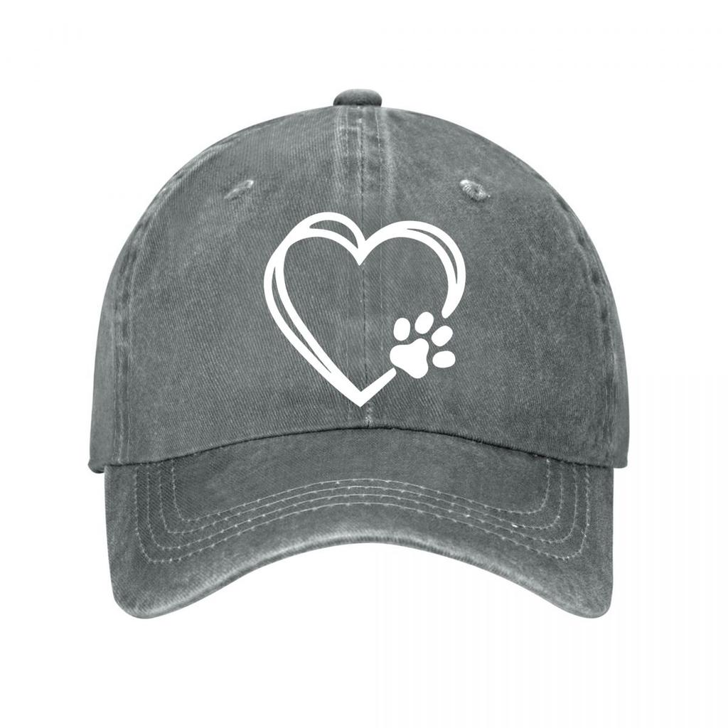 Baseball Cap Heart Paw Print Pet Lovers New Vintage Washed Cotton Baseball Cap Parent Kids Sun Hats