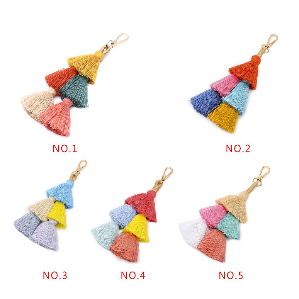 Bohemian Style Women Girls Alloy Fringed Key Holder Purse Bag Buckle Decorative Pendant