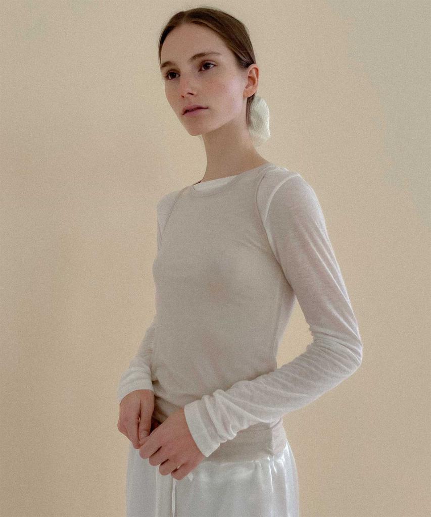 STUDIO SALT Layered Tencel Long Sleeve_Ivory/Beige