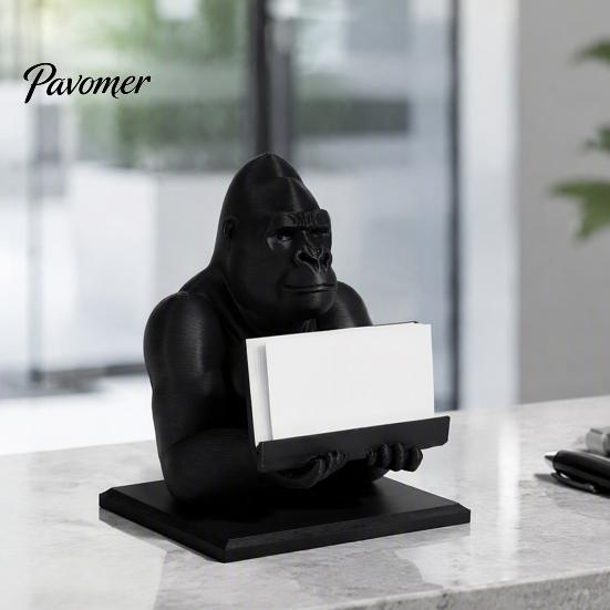 Desk Organizer for Office 3D Printed Gorilla Business Card Holder, Phone Stand, Cool Desktop Holder Figurine Home Decor, Gift Colleagues Decorative