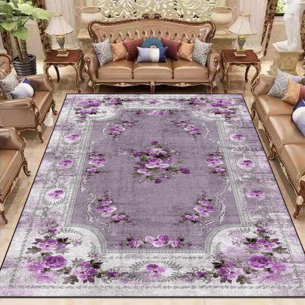European Style Carpet for Living Room Home Decoration Luxury Large Rugs Bedroom Bedside Non-slip Mats Lint-free Easy Clean Rug