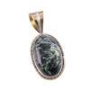 Natural Seraphinite 925 Solid Sterling Silver Jewelry TwoTone Pendant 1.25" J0v60