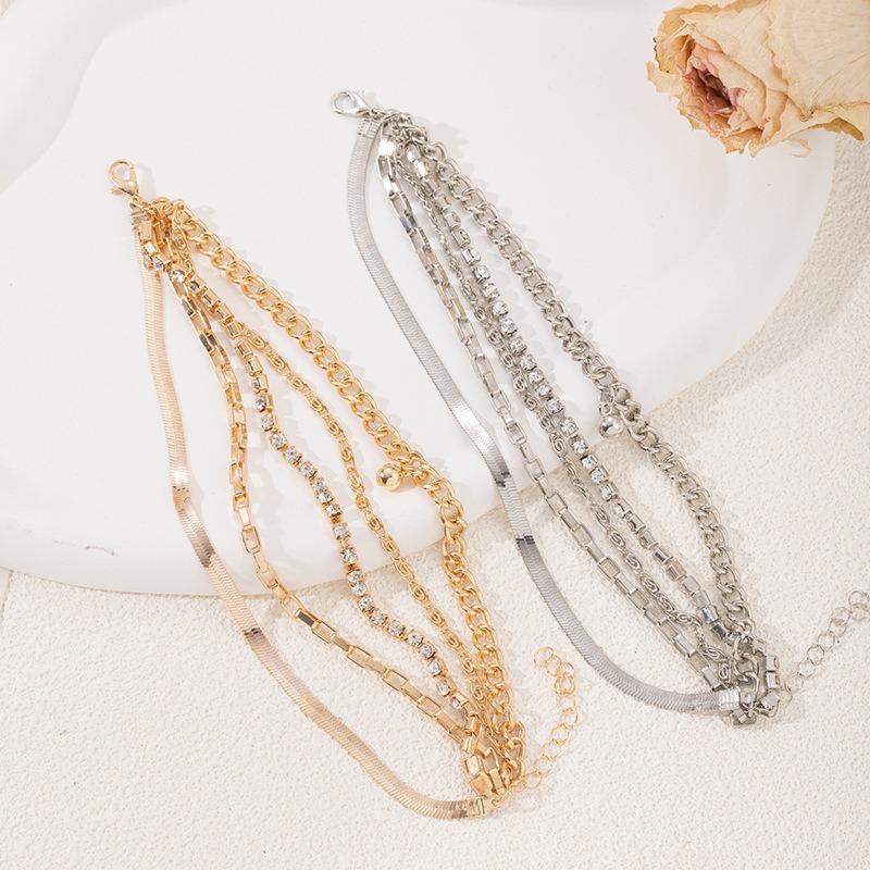 Autumn new jewelry alloy multi-layer stacked bracelet personalized niche diamond-encrusted bracelet women