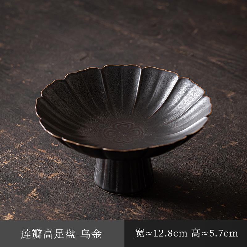 Čínská keramická mísa na ovoce na vysoké noze Zenová mísa na občerstvení pro Buddhu Talíř na pečivo Vynikající talíř na svačinu na vysoké noze Zásnubní talíř