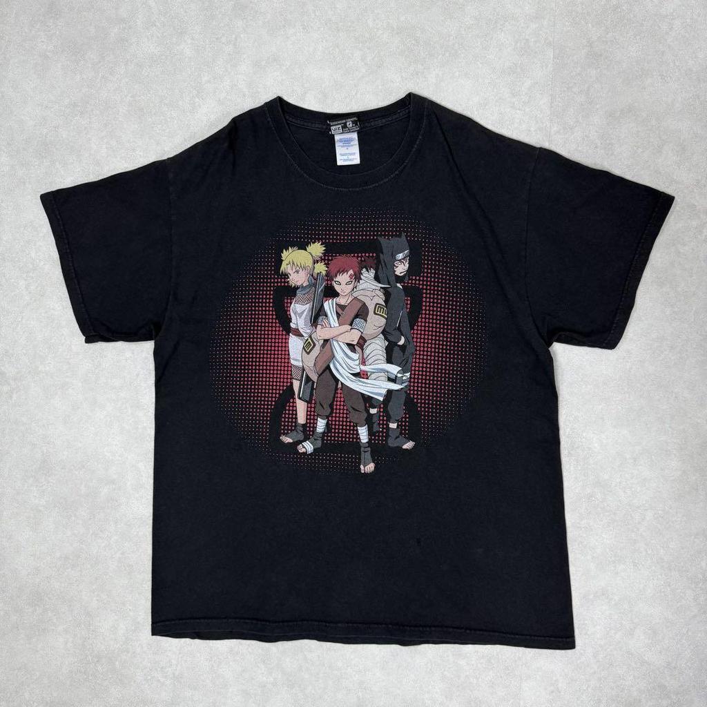 [USED] Vintage 2000s Naruto Gaara Short Sleeve Shirt, Anime, Manga, Black, Size 10