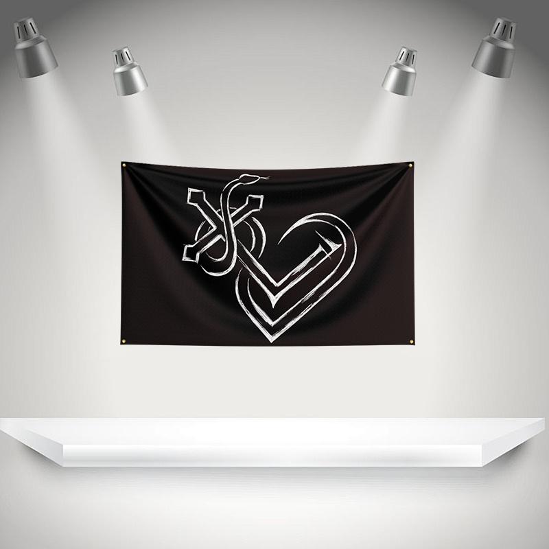 L-Lord of the lost Flag Rock Music Band Banner with Grommet HD Printing Tapestry Exhibition, Music Band Fans, Garage Decor