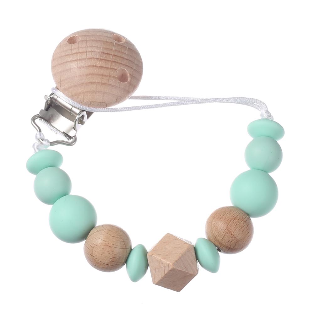 New Baby Pacifier Chain Clips Wood Silicone Round Octagonal Beads Teething Chain For Infant Appease Soother Dummy Holder Clip