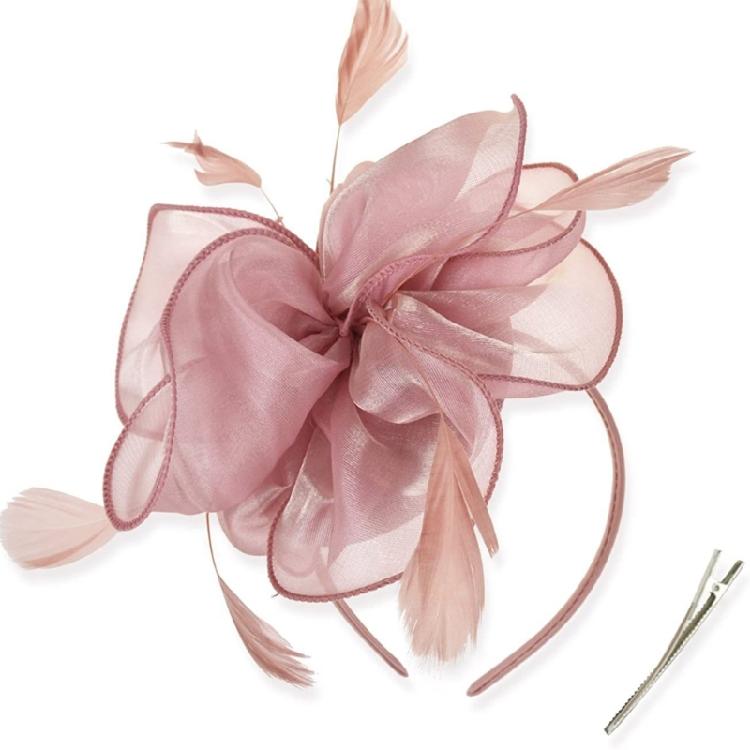 Elegant Feather Organza Fascinator Hair Hoop Church Dress Up Wedding Headpiece