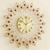 Metal Made Peacock Design Quartz Wall Clock for Home Decoration