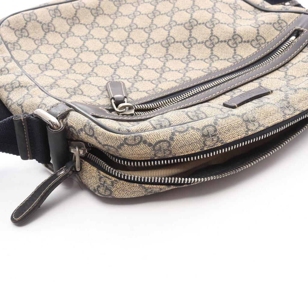 Used GUCCI GG Supreme Shoulder Bag 201448 PVC coated canvas leather Beige Navy Used Women