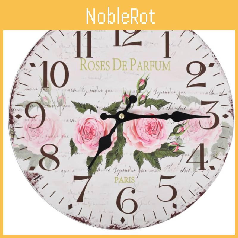 Classic Round Vintage Wall Clock Flower Home Office Living Room Timer Analog