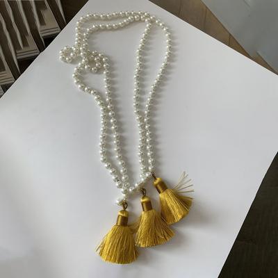 Glass Pearl Fringed Wheat Ear Necklace Retro National Style Long Small Fragrant Style Multi-purpose Beaded Waist Chain Accessories