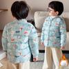 Boy's Warm Cotton-padded Clothes Foreign Style Winter Baby Boy Thickened Short Cotton-padded V-neck Jacket Children's Autumn Cute Cartoon Print Coats