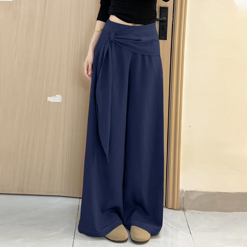 

ZANZEA Женские повседневные однотонные широкие брюки свободного кроя 2XL темно-синий