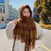 Retro Plaid Scarf Women's Autumn and Winter Atmosphere Imitation Cashmere Student Warm Versatile Scarf Shawl