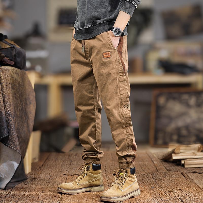 

Spring and Autumn Elastic Jeans Men s Loose Casual Long Pants Trendy Trend Autumn 4XL хаки