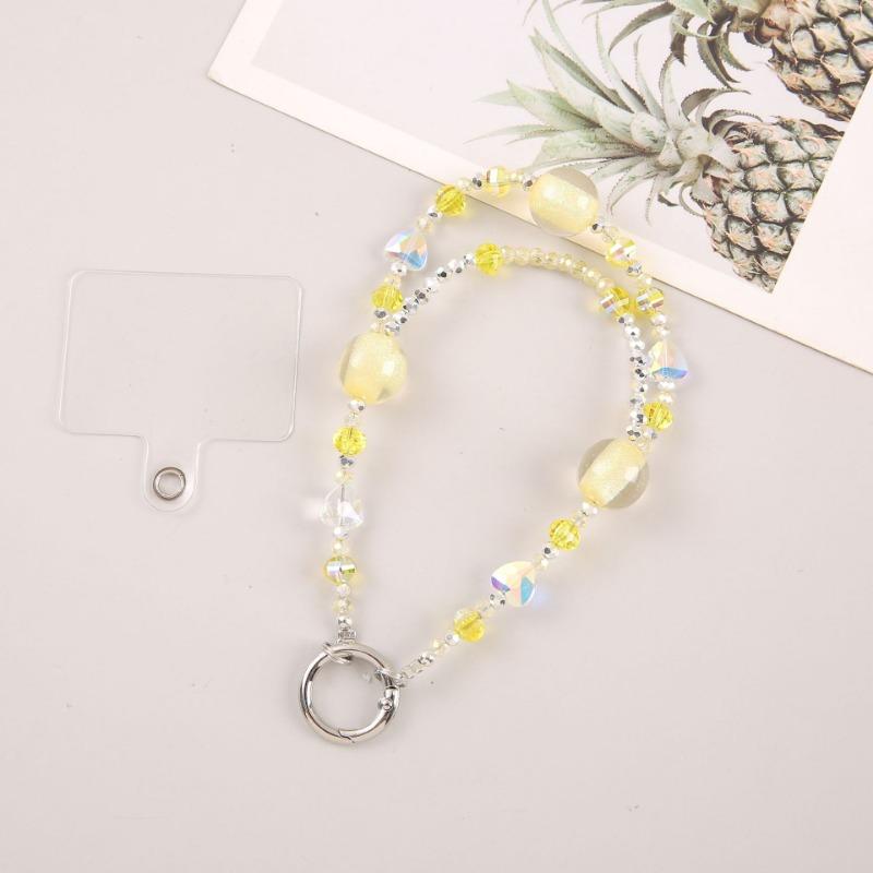 Luxury Style Cartoon Crystal Bead Phone Chain Colorful String Phone Lanyard Bag Chain Wholesale
