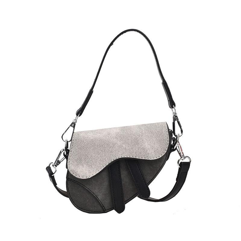 

Stylish Mini Retro Saddle Bag For Kids In Colorful Contrast Design Perfect For Everyday Use Gray