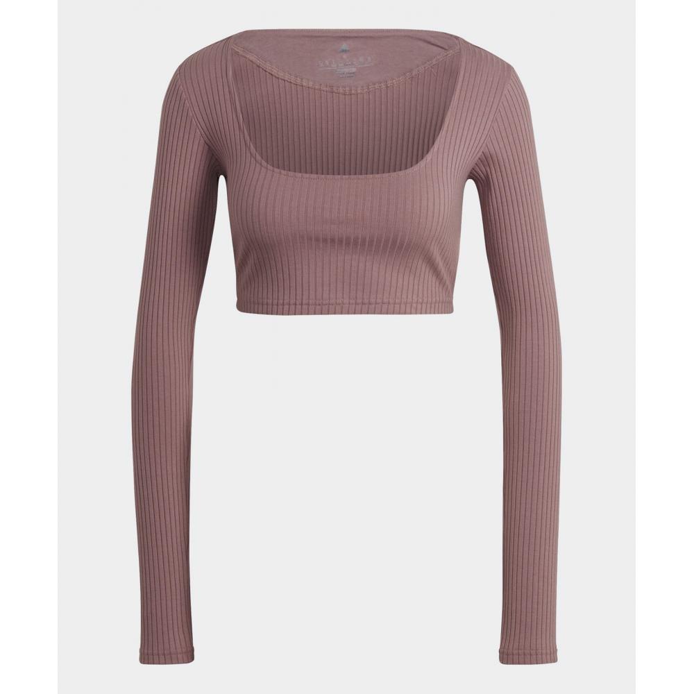 ☆adidas☆ Studio Lounge Lip Crop Long Sleeve Tee Pink Compre Adidas Studio Lounge Lip Crop Camiseta manga longa