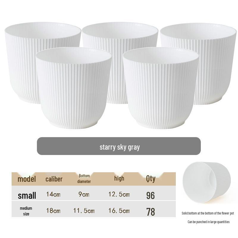 Nordic Thickened Lazy Desktop Vertical Stripe Round Pot: Phalaenopsis & Tiger Pothos Plastic Hydroponic Anti-Ceramic Flower Pot