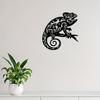 Metal Wall Art Black Chameleon Reptile Decor, Indoor Outdoor Patio Gift for Christmas Thanksgiving Birthday, Nature Home Ornament