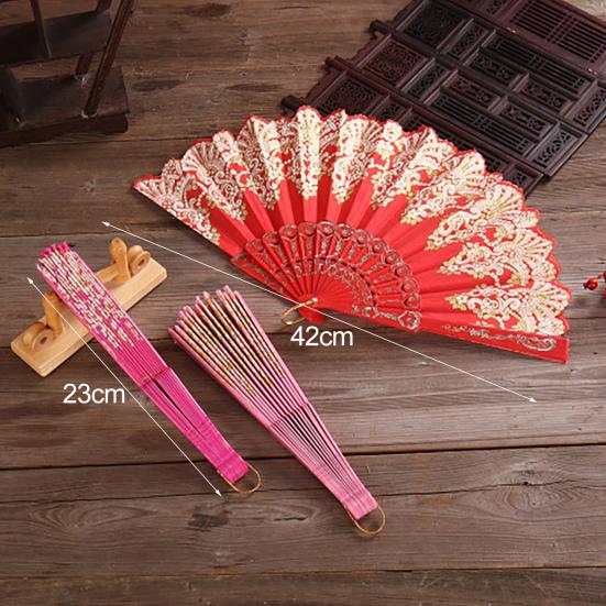 Éventail pliant avec anneau de suspension, ouverture lisse, poignée confortable, motif clair, tissu de Style chinois, fournitures scolaires
