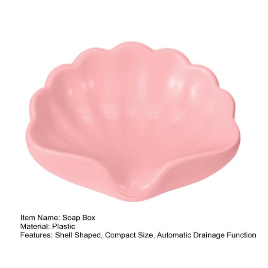 1/2 szt. Mydelniczka w kształcie muszli, bez odpływu, kompaktowy rozmiar, plastikowa, z funkcją automatycznego odprowadzania wody, łazienkowa półka na mydło