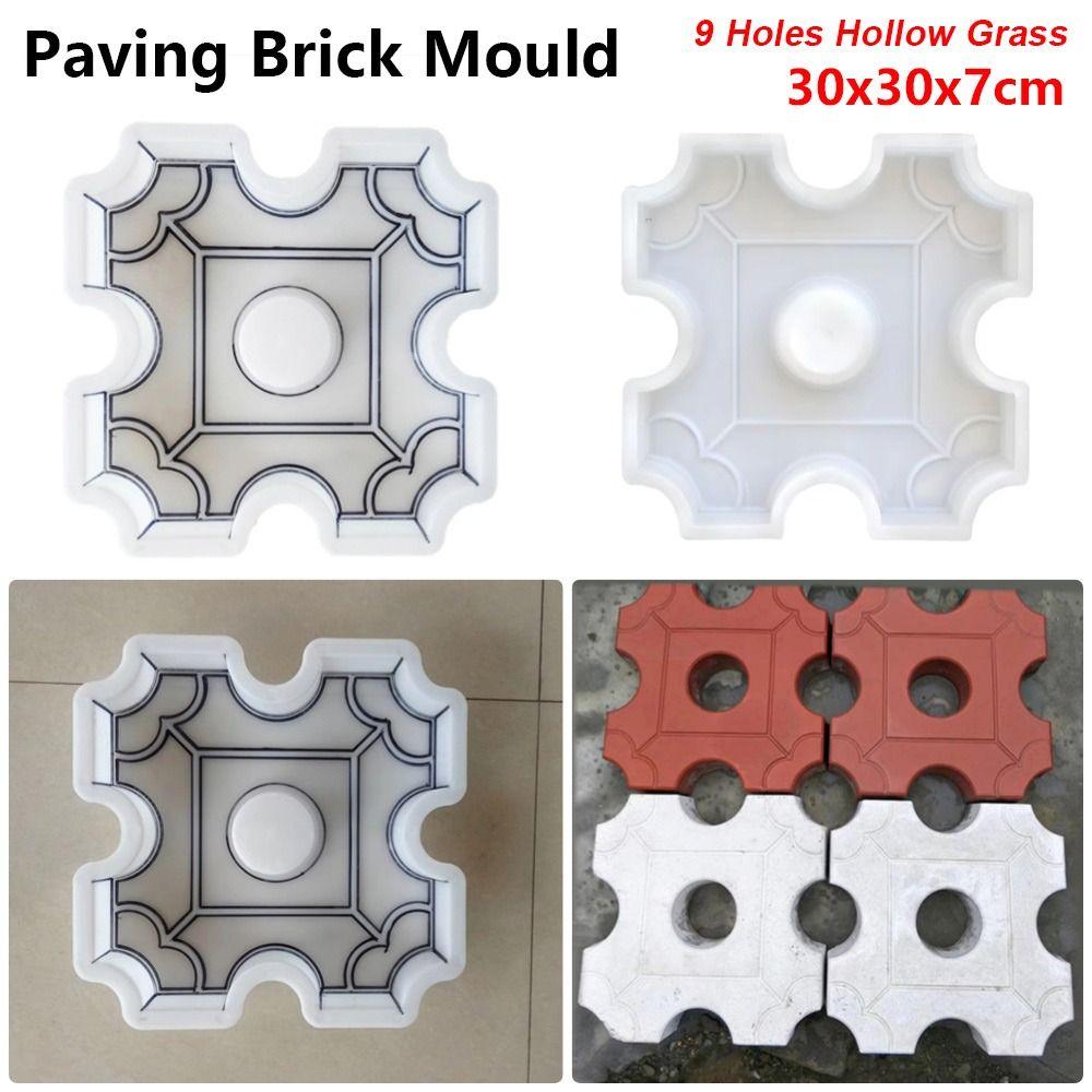 1Pcs 9 Holes Hollow Grass Paving Brick Mould Concrete Path Maker Mold For Lawn Patio Yard Garden