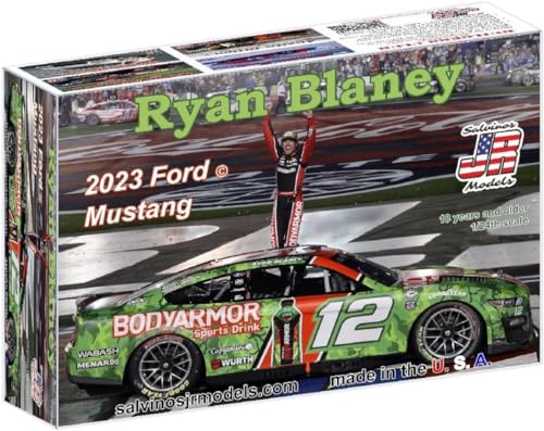 Salvinos J.R. Model 1/24 Scale NASCAR 2023 Mustang Team Penske  Ryan Blaney  600 Winning Car Plastic Model Kit SJMPF2023RBC