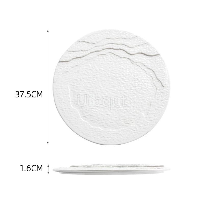 white round Ceramic creative Dinner steak Plate Irregular Texture Dessert Dish Snack Pasta Flat Restaurant Specialty Tableware