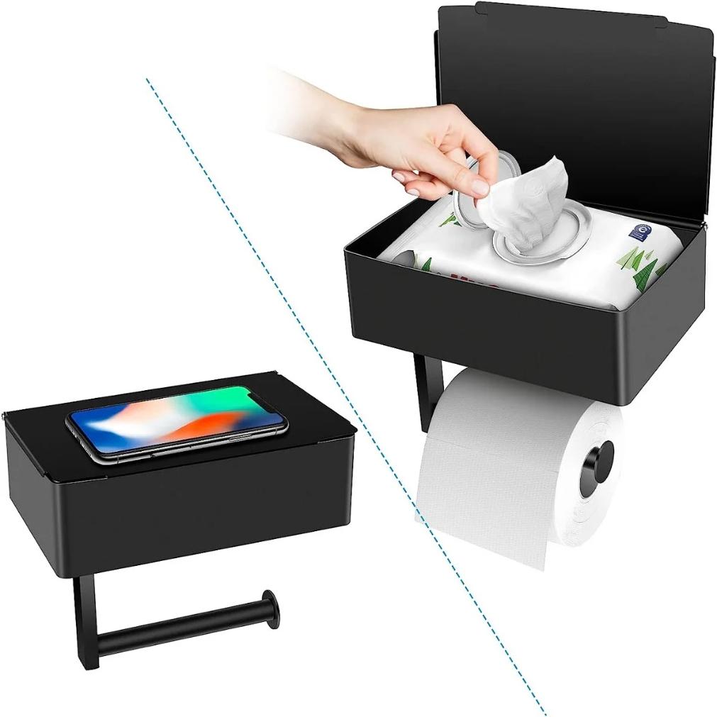 

Toilet Paper Holder With Shelf And Storage, Flushable Wipes Dispenser Fits For Bathroom Wipe Storage Wholesale and retail2025new чёрный