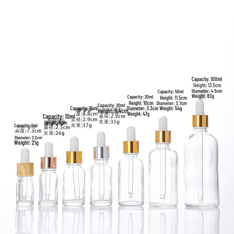 10ml Clear Glass Essential Oil Bottle with Dropper and 30ml Serum Decanting Bottle, Empty for Cosmetic Samples