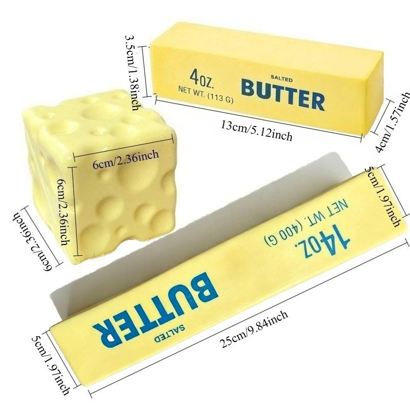 Simulation Big Butter Stick Squishy Fidget Toys Elastic Cube Cheese Stick Funny Squeeze Prank Toy Stress Anxiety Relief Game