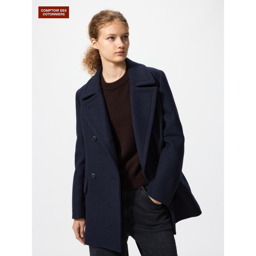 Uniqlo Wool Blend Peacoat Model              