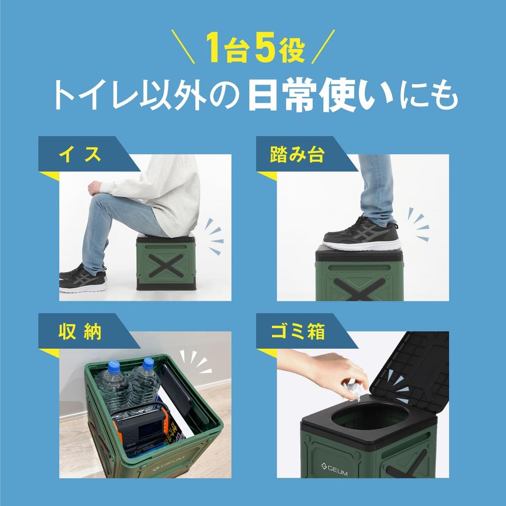 GEUM Folding Portable Supervised by Disaster Prevention for Disaster Outdoor and Nursing Includes Waste Storage Blindfold and Handle Storage 200kg