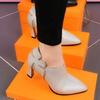 Pointed Design and Sensory Single Shoes for Women's 2024 New Niche Design Commuting Medium Heeled High Heeled Single Shoes Mujer
