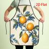 1pc 2D Printed Creative Apron Vintage Lemon Branch Pattern Yellow Fruit Blue Leaf Design Kitchen Cooking Wear Artistic Home Deco