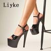 Fashion Liyke Size 35-41 Super High Heels For Women Cozy Black White Patent Leather Peep Toe Party Club Stripper Shoes Platform Pumps