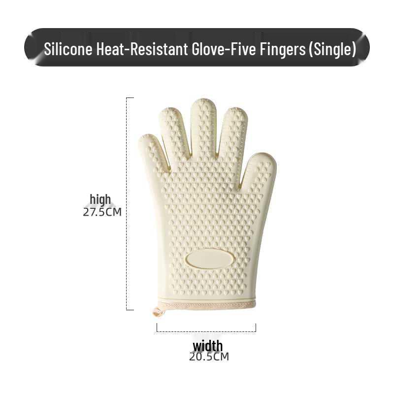 Hitzebeständige Silikon-Ofenhandschuhe: Fünf-Finger-Verbrühschutz, verdickt für Hochtemperatur-Backen und Mikrowellengebrauch.